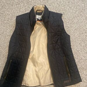 Bass Black Quilted Vest with Cream and Orange Accents
